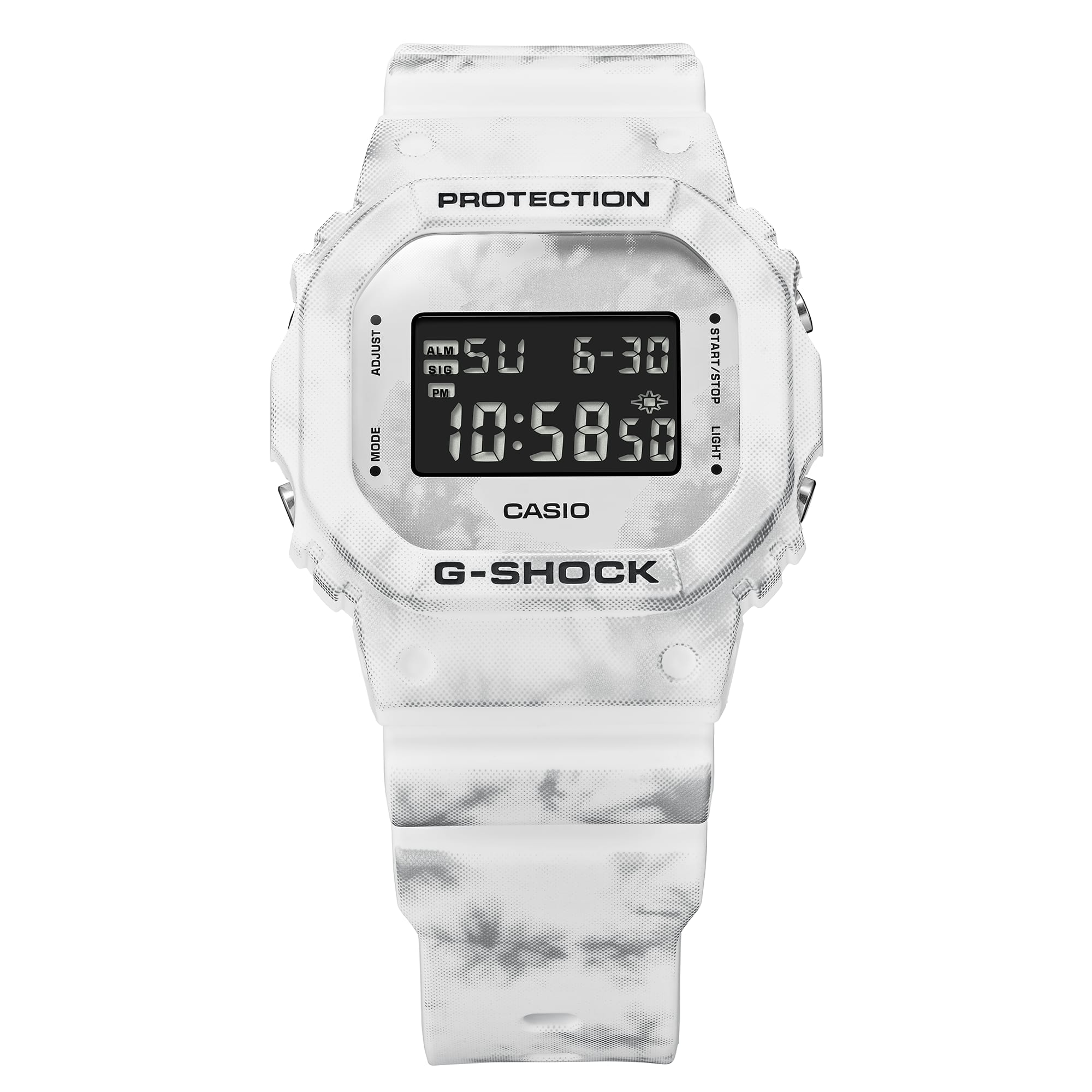 DW-5600GC Reloj G-Shock Hombre Resina Blanco Marmolado - Vista lateral