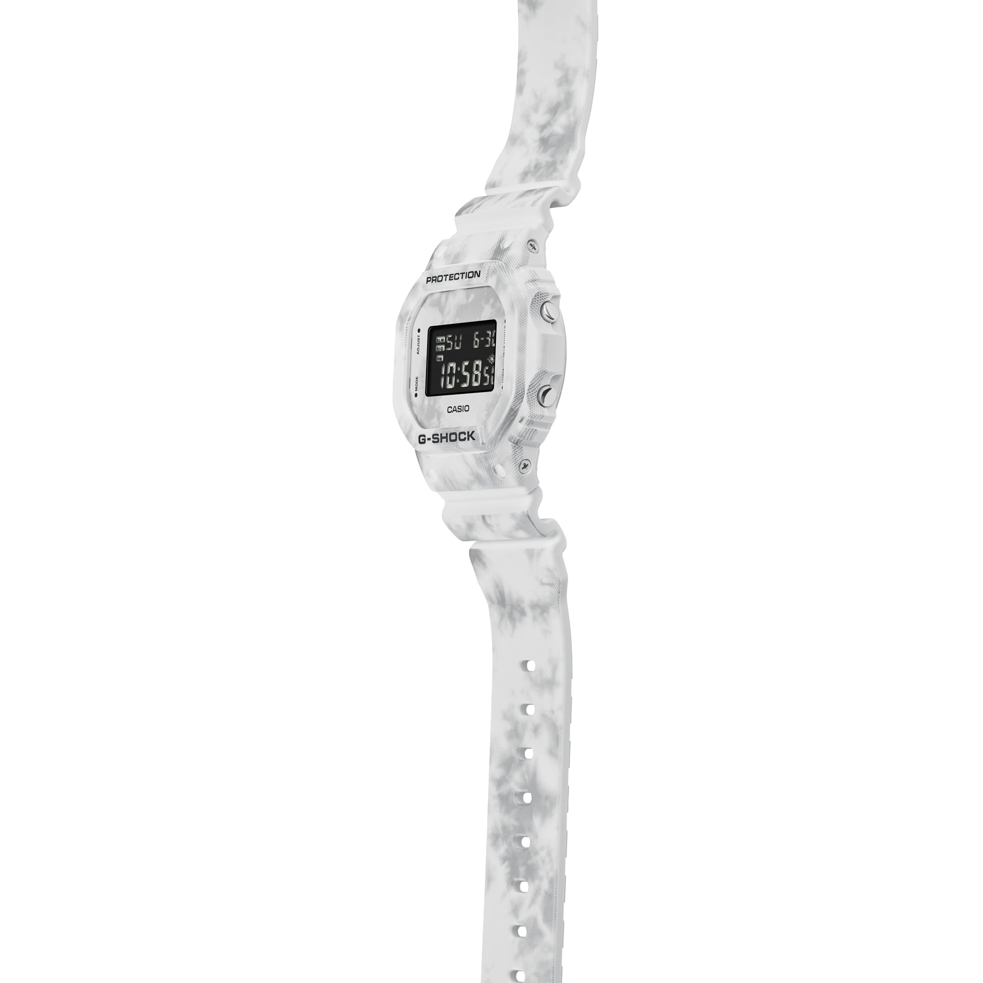 DW-5600GC Reloj G-Shock Hombre Resina Blanco Marmolado - Detalle de esfera