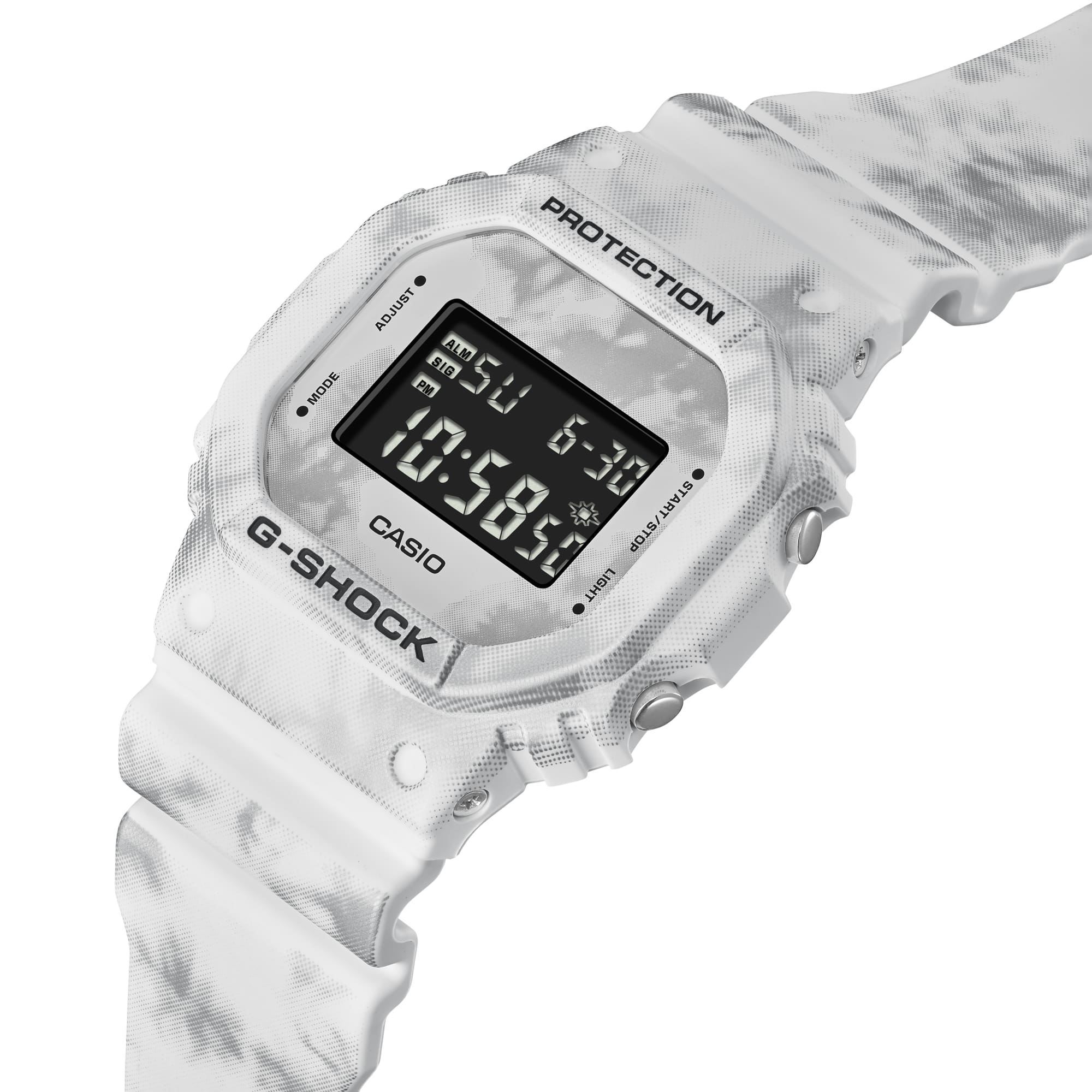 DW-5600GC Reloj G-Shock Hombre Resina Blanco Marmolado - Vista trasera
