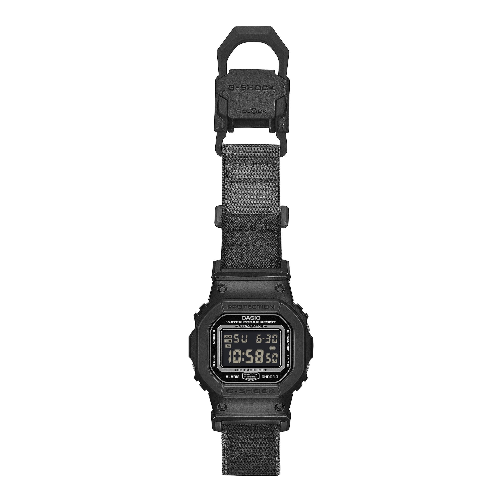 DW-5600MNC-1 Reloj G-Shock de hombre pulsera de tela - Vista trasera