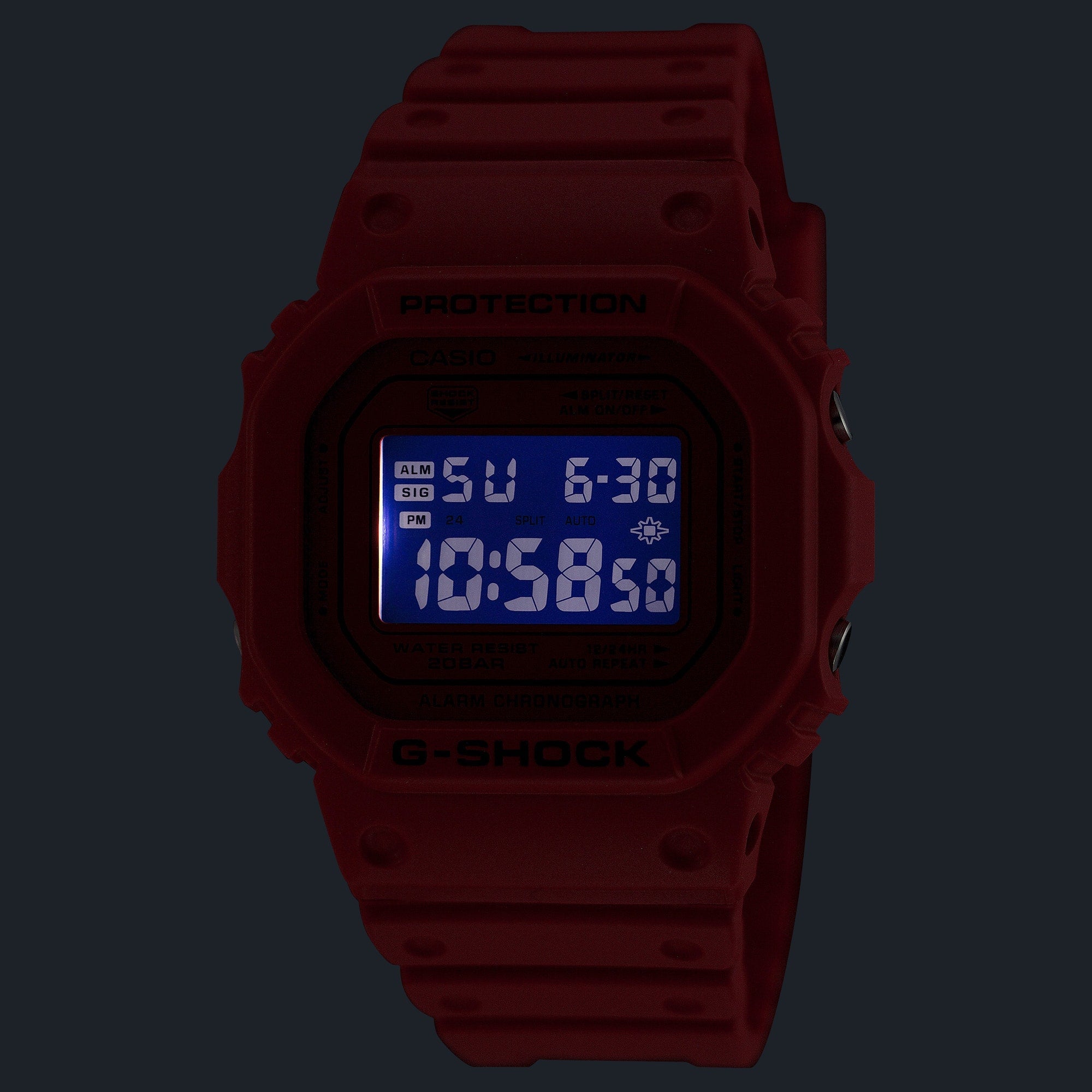 DW-5600RRB Reloj G-Shock Hombre Resina Rojo - Vista trasera