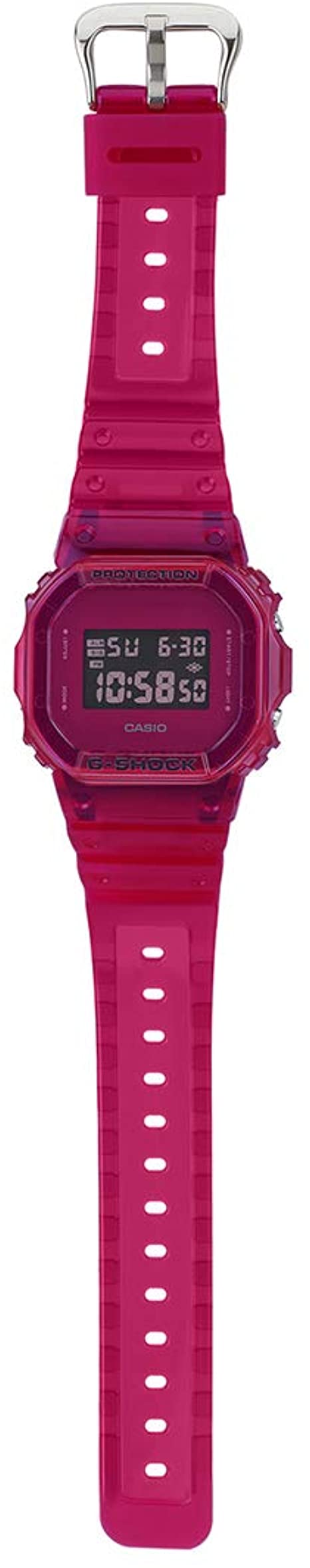 DW-5600SB Reloj G-Shock Mujer Resina Rojo Translúcido - Vista lateral