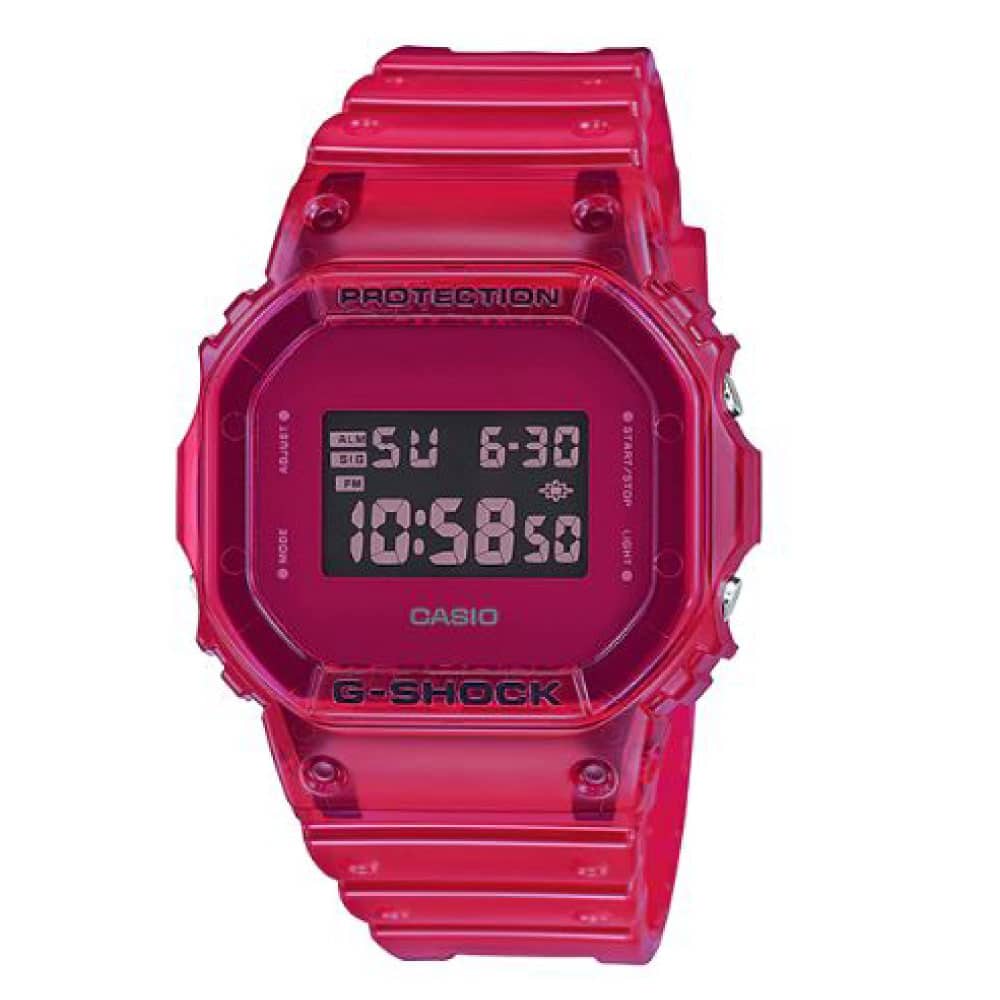 DW-5600SB Reloj G-Shock Mujer Resina Rojo Translúcido - Reloj original en Guatemala
