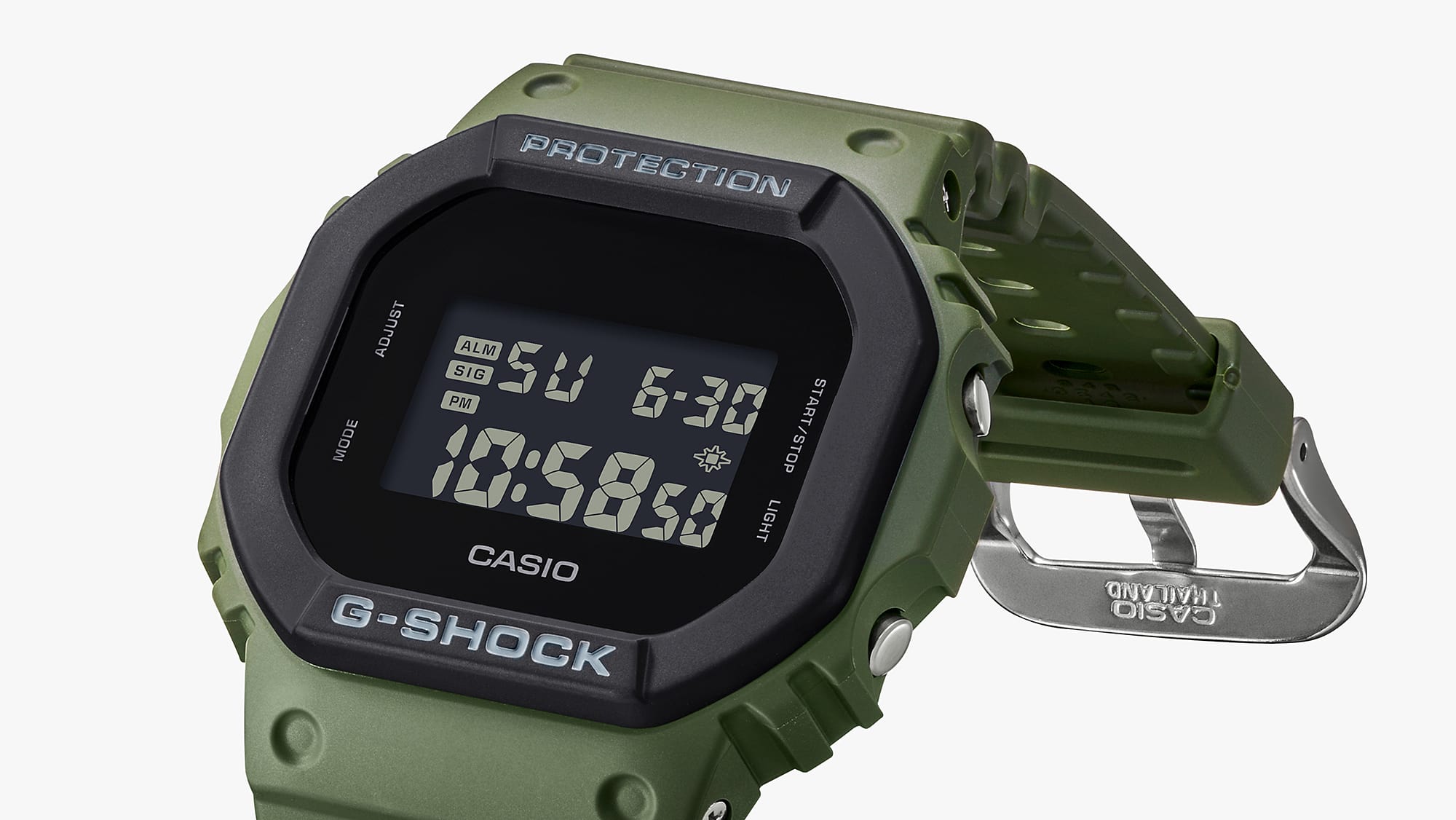 DW-5610UU Reloj G-Shock Hombre Resina Verde Militar - Vista trasera