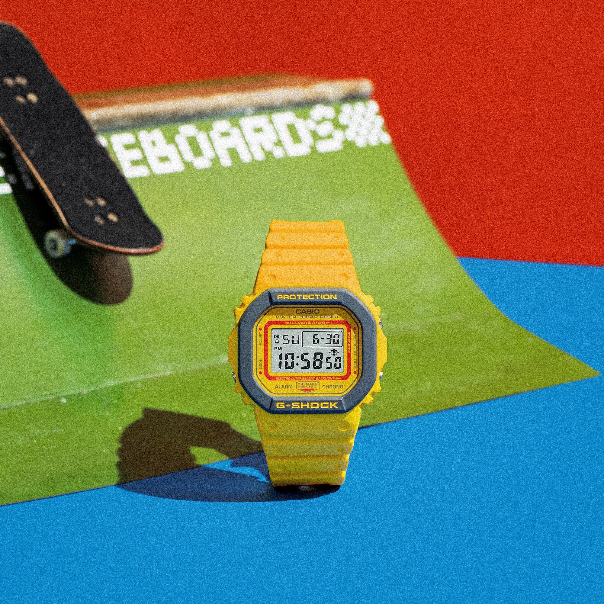 DW-5610Y Reloj G-Shock Hombre Resina Amarillo - Detalle de esfera