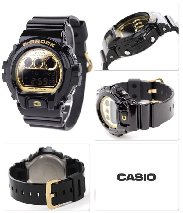 DW-6900CB Reloj G-Shock Hombre Resina Negro Dorado - Detalle de esfera