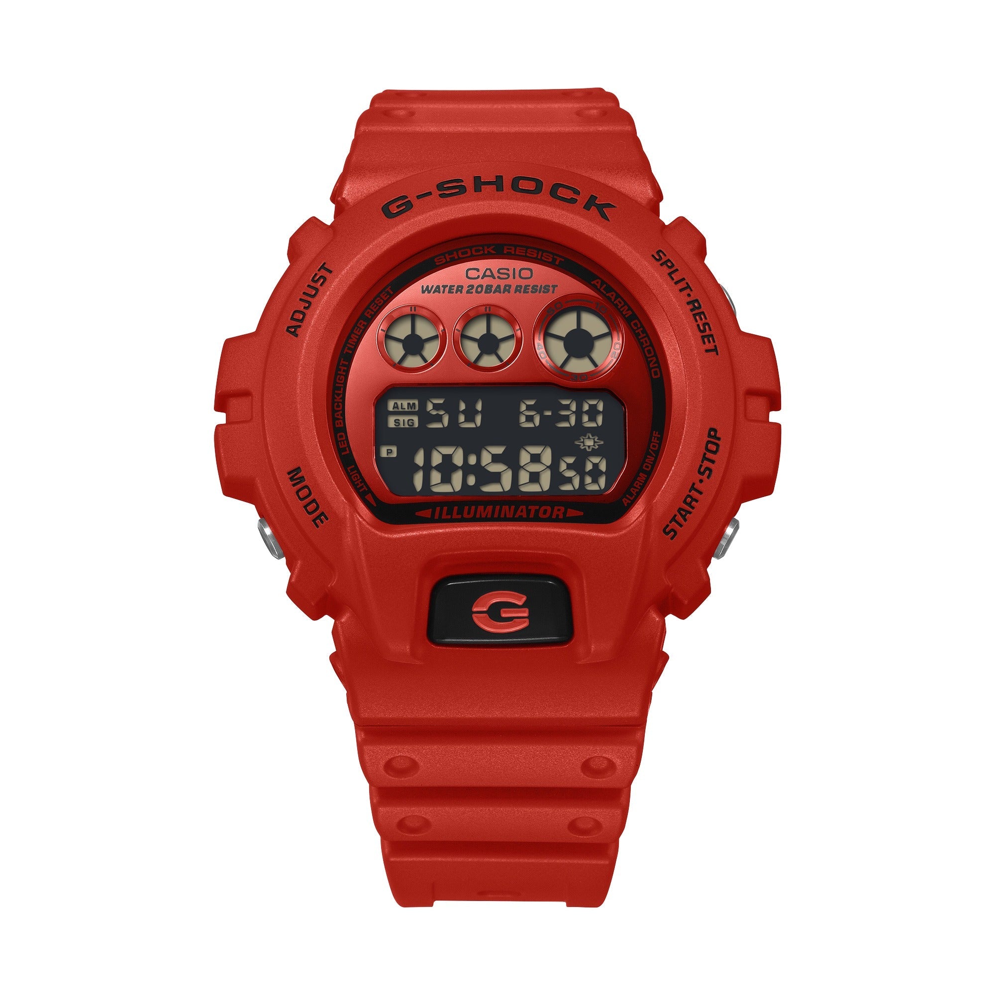 DW-6900RRB-4 Reloj G-Shock Hombre Resina Rojo - Detalle de esfera