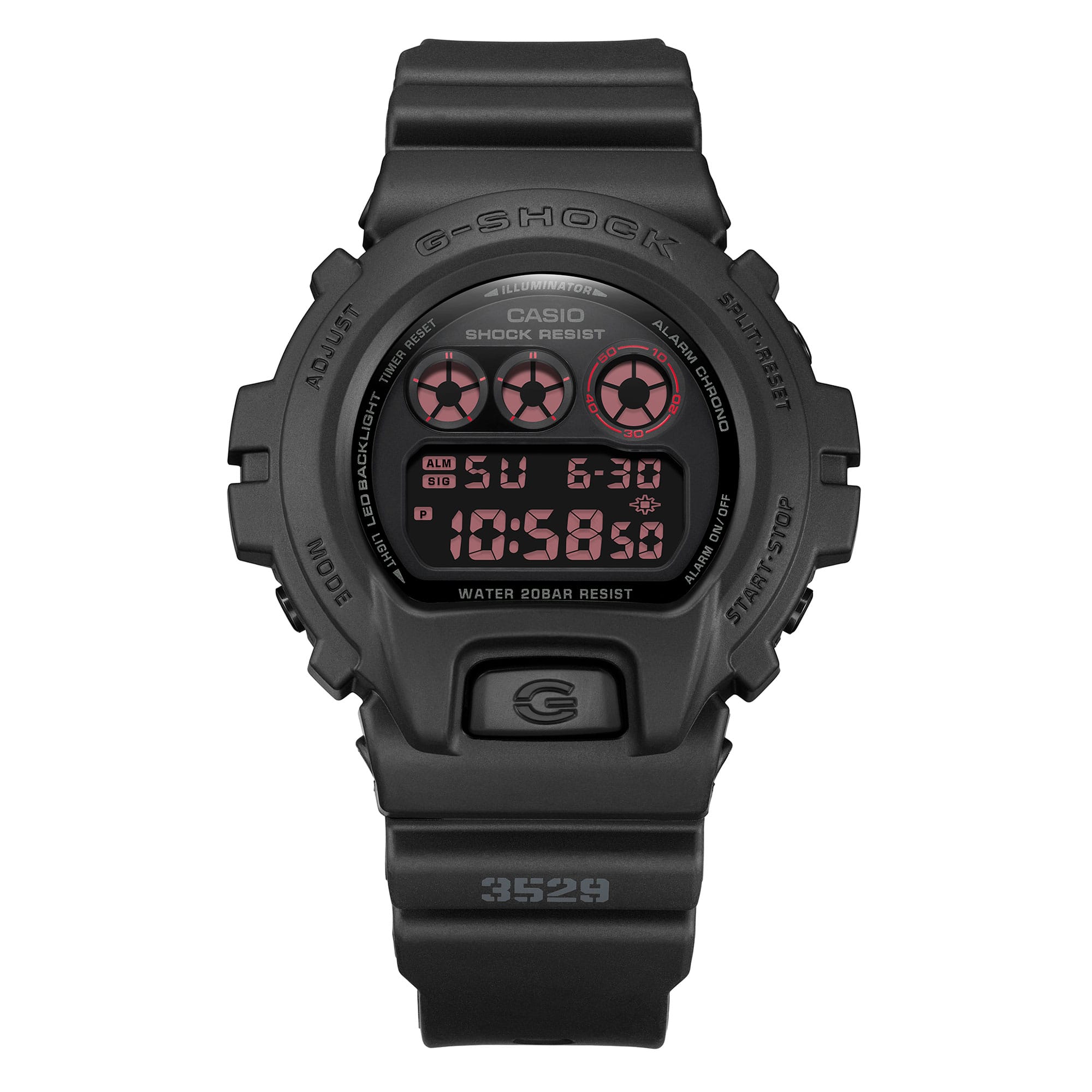 DW-6900UMS Reloj G-Shock DW-6900 Hombre Resina Negro - Detalle de esfera