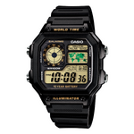 AE-1200WH-1BV Reloj Casio para Caballero, Illuminator Hora Mundial 10 Años de Batería