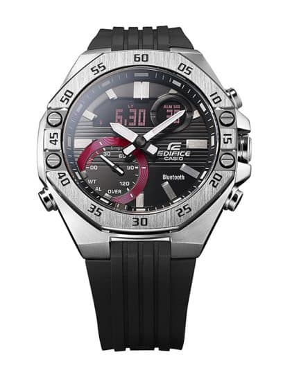 10P Reloj Edifice Bluetooth Hombre Caja Acero Caucho - Vista lateral
