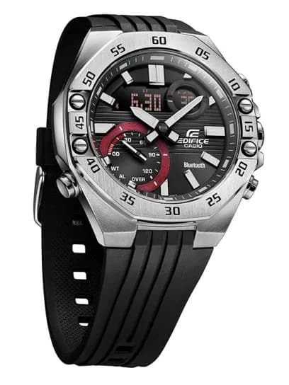 10P Reloj Edifice Bluetooth Hombre Caja Acero Caucho - Detalle de esfera