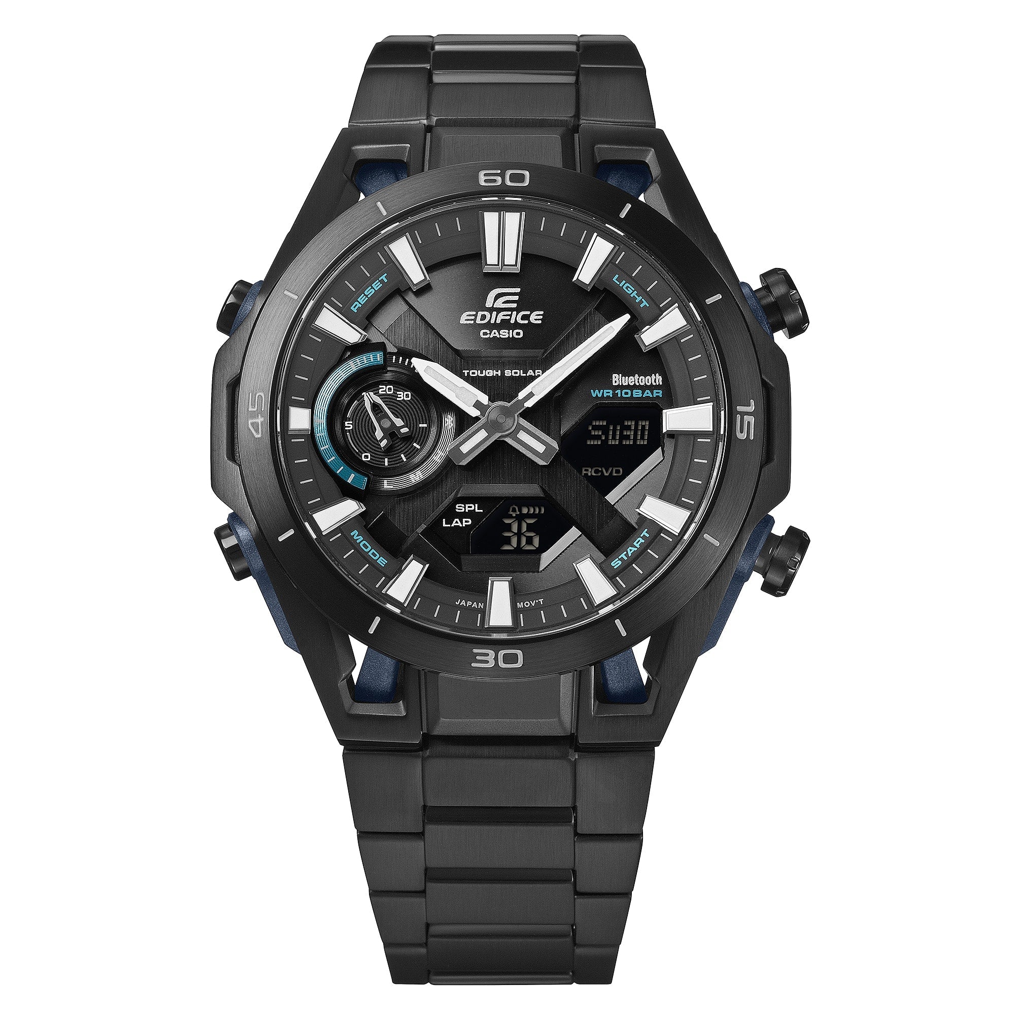 2300DC-1A Reloj Edifice Hombre Correa Acero Negro - Vista trasera