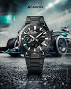 2300DC-1A Reloj Edifice Hombre Correa Acero Negro - Detalle de esfera