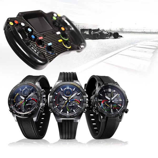 40MP-1A Reloj Casio Edifice Hombre Correa de Resina Negro - Vista lateral