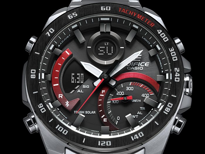 900DB Reloj Edifice Tough Solar Hombre Acero Negro Rojo - Vista 5