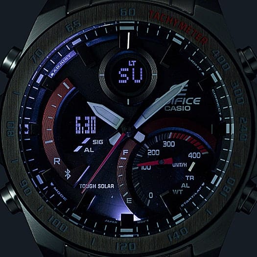 900DB Reloj Edifice Tough Solar Hombre Acero Negro Rojo - Vista 8