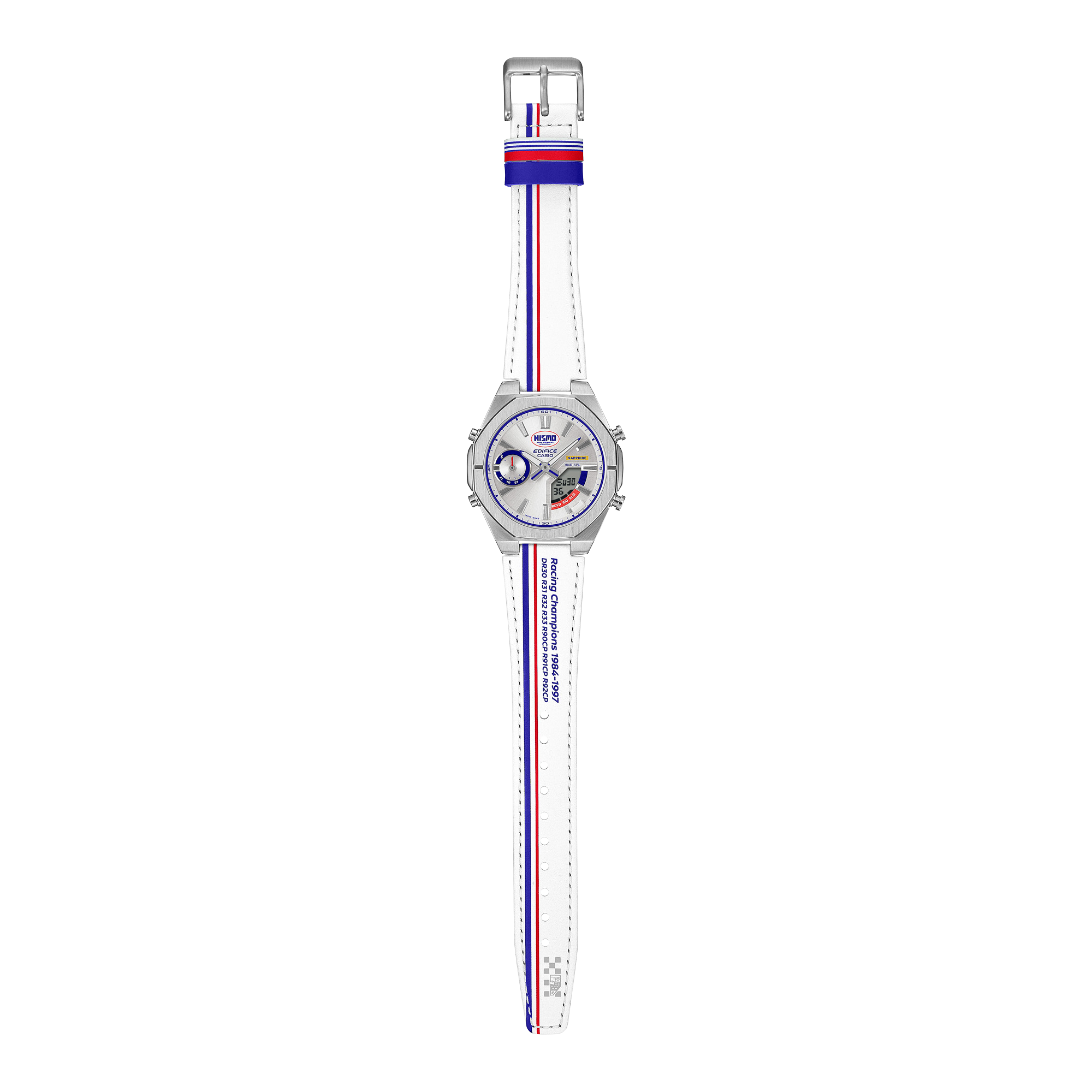 S10NIS-7A Reloj Edifice Nismo Hombre Correa Cuero Blanco - Vista 6