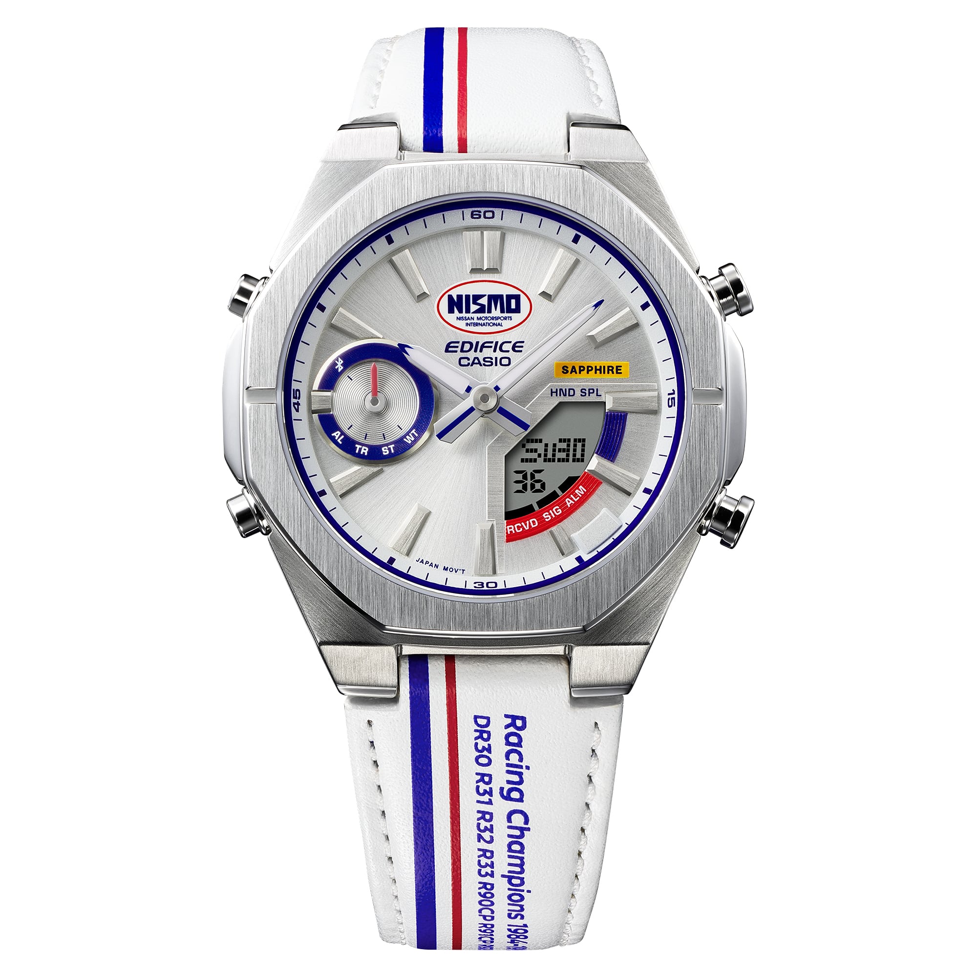 S10NIS-7A Reloj Edifice Nismo Hombre Correa Cuero Blanco - Vista 7
