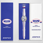 S10NIS-7A Reloj Edifice Nismo Hombre Correa Cuero Blanco - Vista trasera