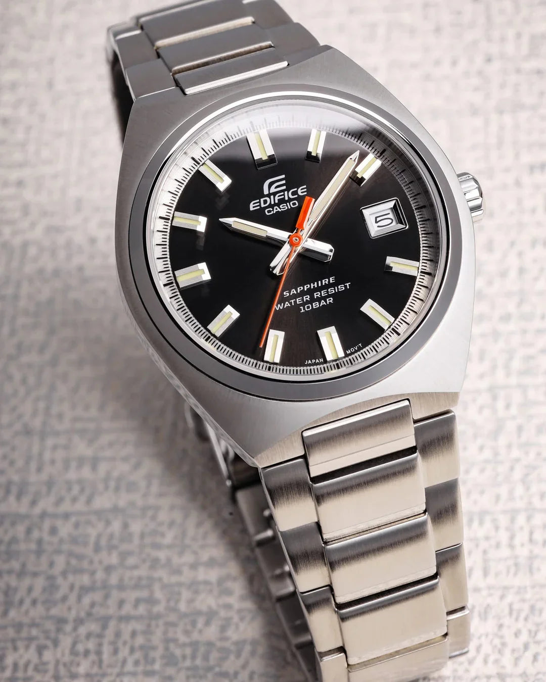 109D Reloj Edifice Hombre Correa de Acero Esfera Azul - Vista trasera