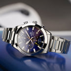 710D Reloj Edifice Hombre Correa de Acero Esfera Azul - Vista lateral