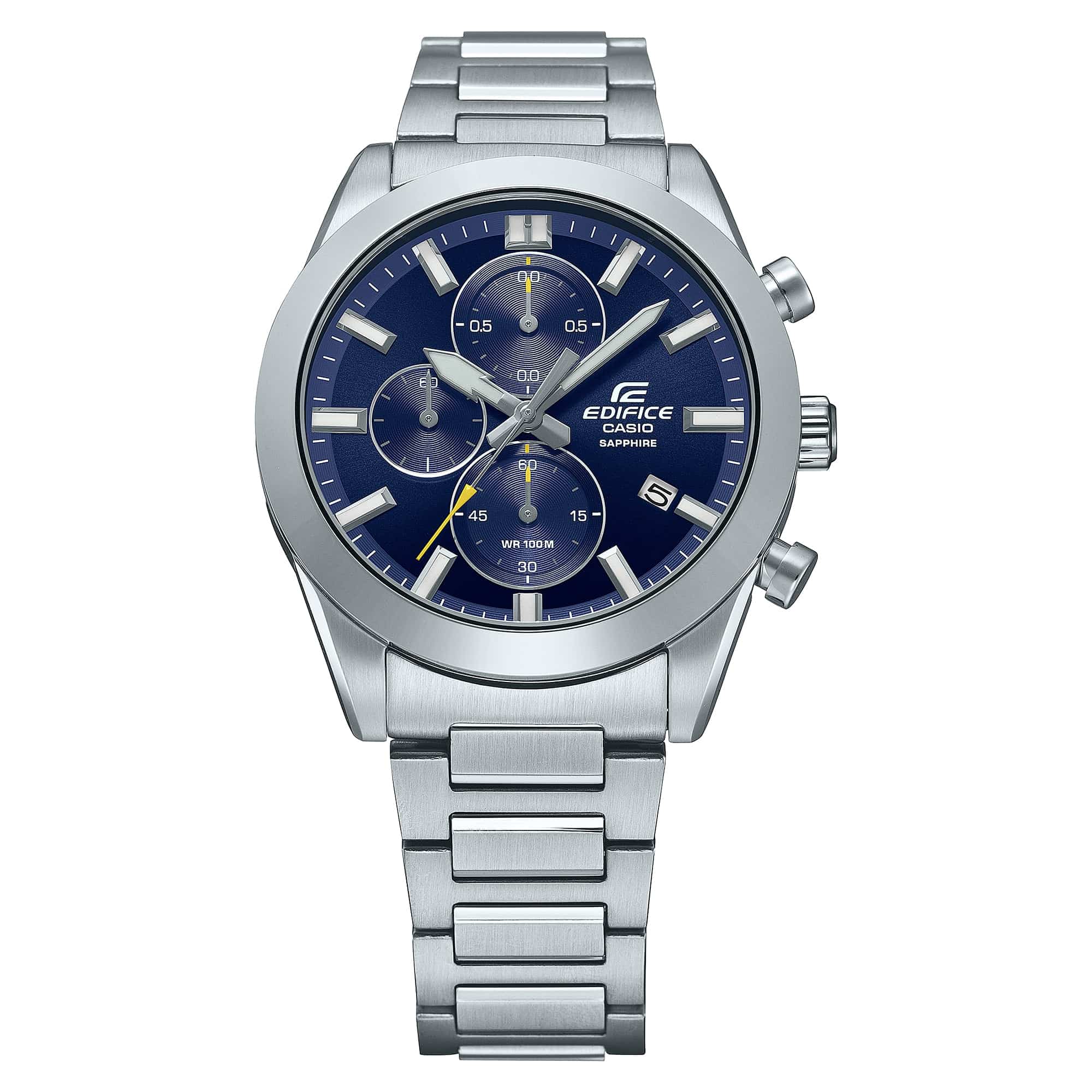 710D Reloj Edifice Hombre Correa de Acero Esfera Azul - Detalle de esfera