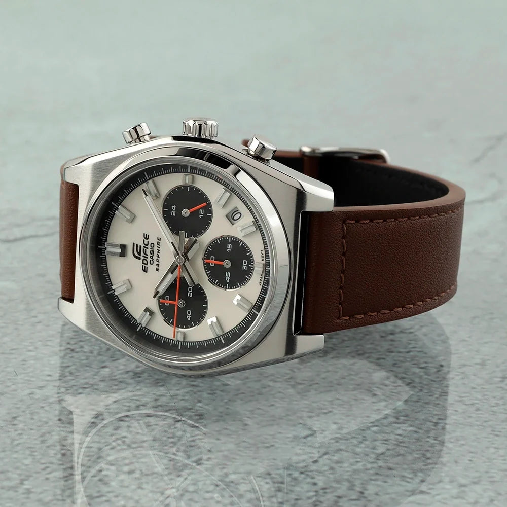 EFB-730L-7AV Reloj Edifice de hombre pulsera de cuero - Cuero Marrón