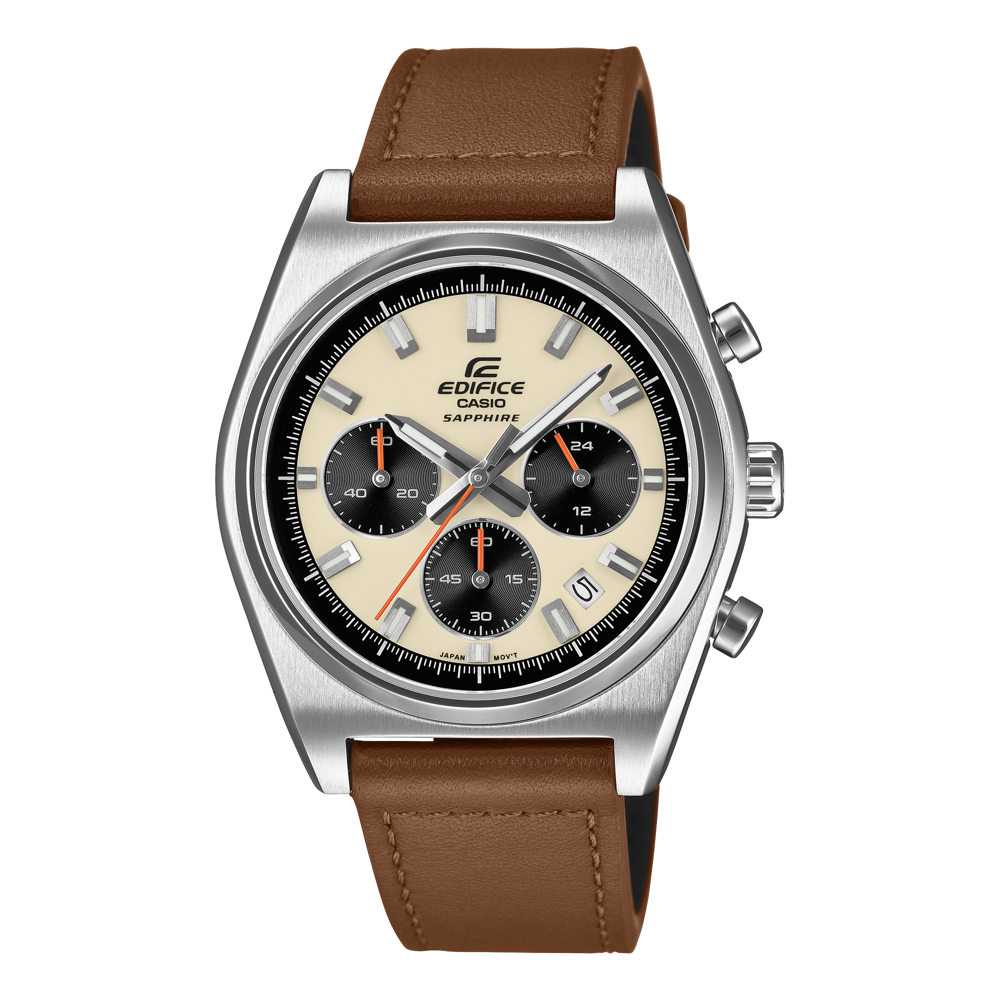 730L Reloj Casio Edifice Hombre Correa de Cuero Marrón - Reloj original en Guatemala