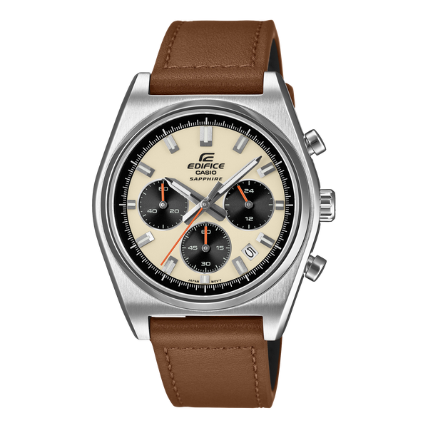 730L Reloj Casio Edifice Hombre Correa de Cuero Marrón - Reloj original en Guatemala
