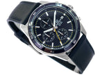 526L Reloj Edifice Cronógrafo Hombre Correa Cuero Negro - Vista lateral