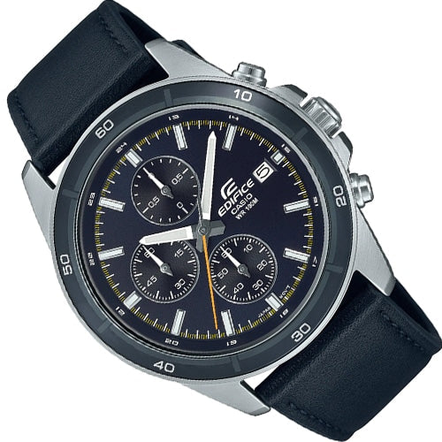 526L Reloj Edifice Cronógrafo Hombre Correa Cuero Negro - Detalle de esfera
