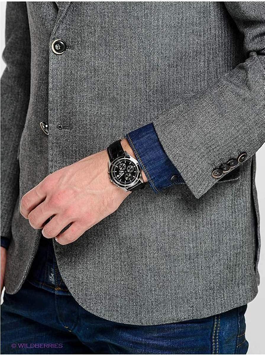 526L Reloj Edifice Cronógrafo Hombre Correa Cuero Negro - Vista trasera