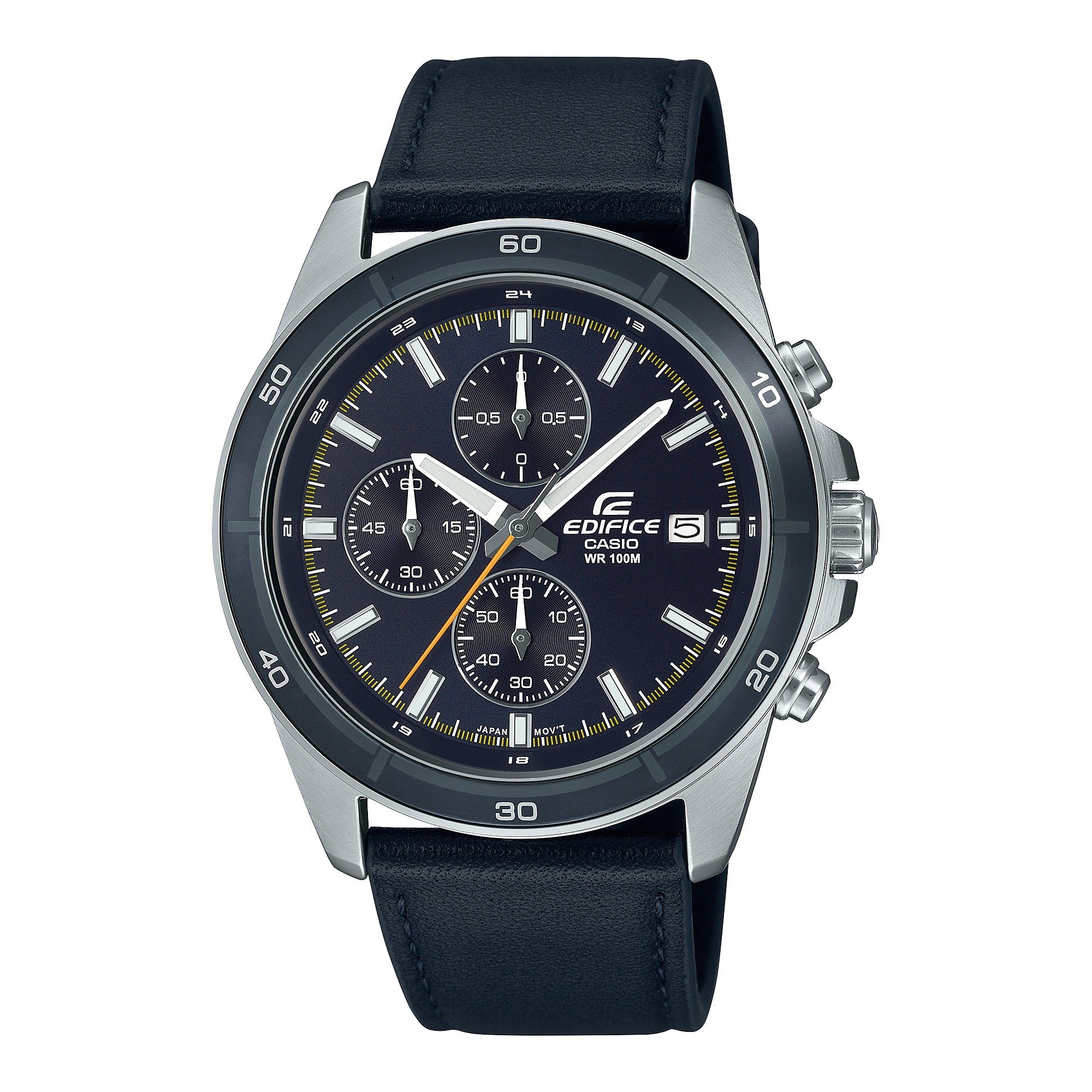 526L Reloj Edifice Cronógrafo Hombre Correa Cuero Negro - Reloj original en Guatemala