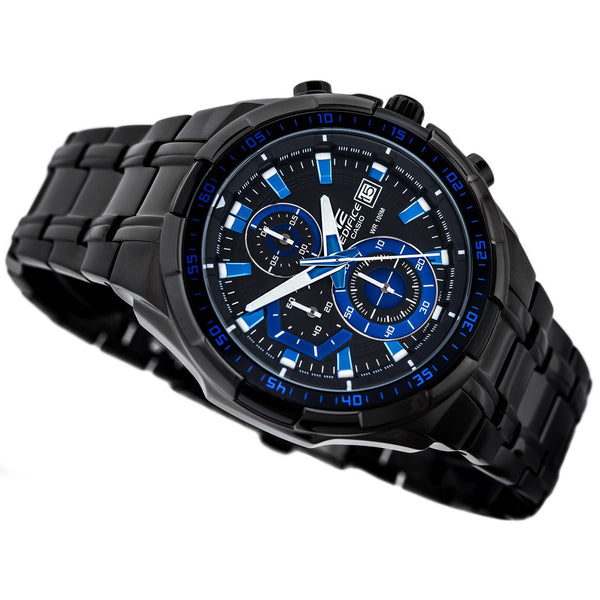 539BK Reloj Edifice Hombre Acero Negro Azul - Vista lateral