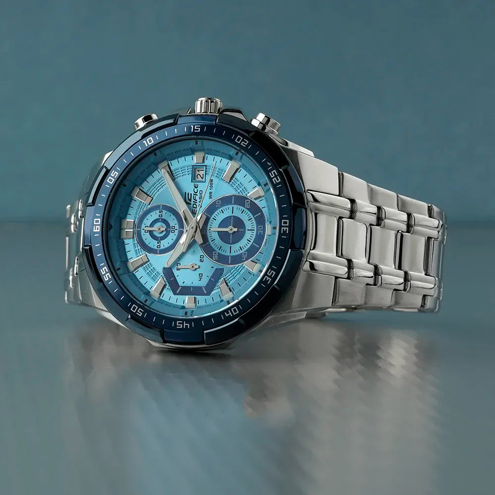 539DE Reloj Edifice Hombre Correa Acero Esfera Azul - Vista lateral