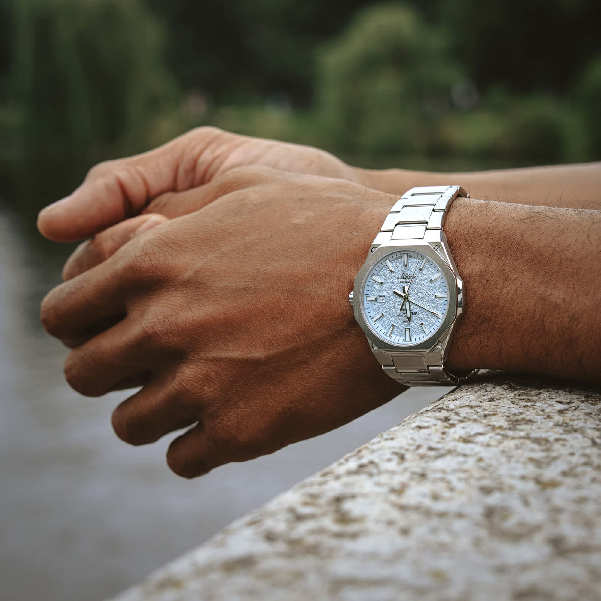 S108DE Reloj Edifice Casio Hombre Acero Esfera Efecto - Detalle de esfera