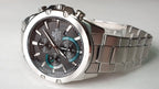 S567D Reloj Edifice Hombre Correa de Acero Esfera Negra - Detalle de esfera