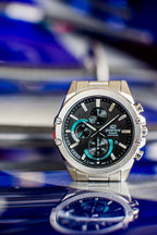 S567D Reloj Edifice Hombre Correa de Acero Esfera Negra - Vista trasera