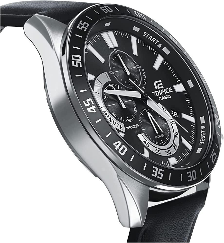 620L Reloj Casio Edifice Hombre Correa de Cuero Negro - Vista trasera