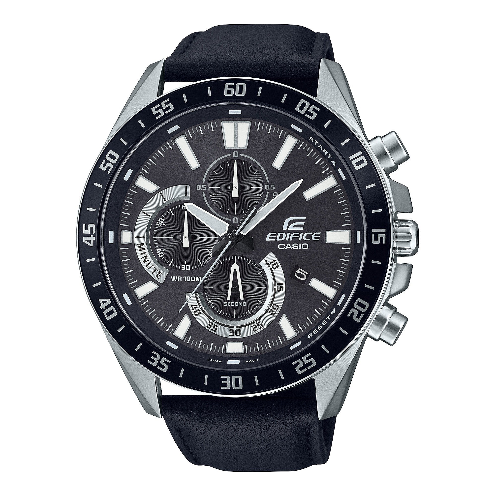 620L Reloj Casio Edifice Hombre Correa de Cuero Negro - Reloj original en Guatemala