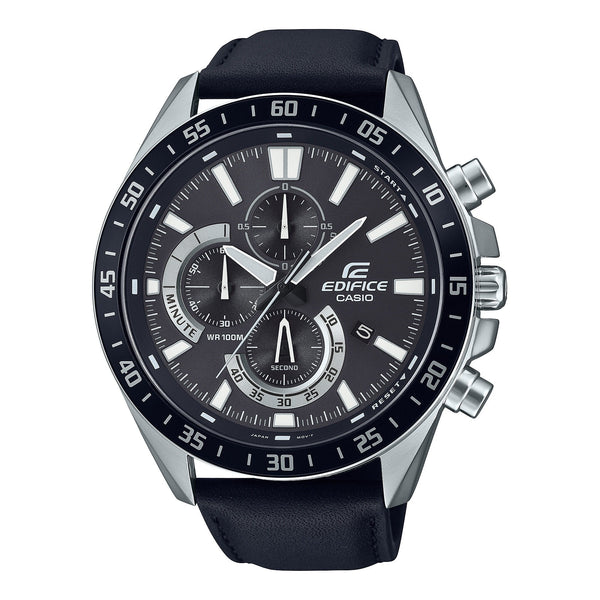 620L Reloj Casio Edifice Hombre Correa de Cuero Negro - Reloj original en Guatemala