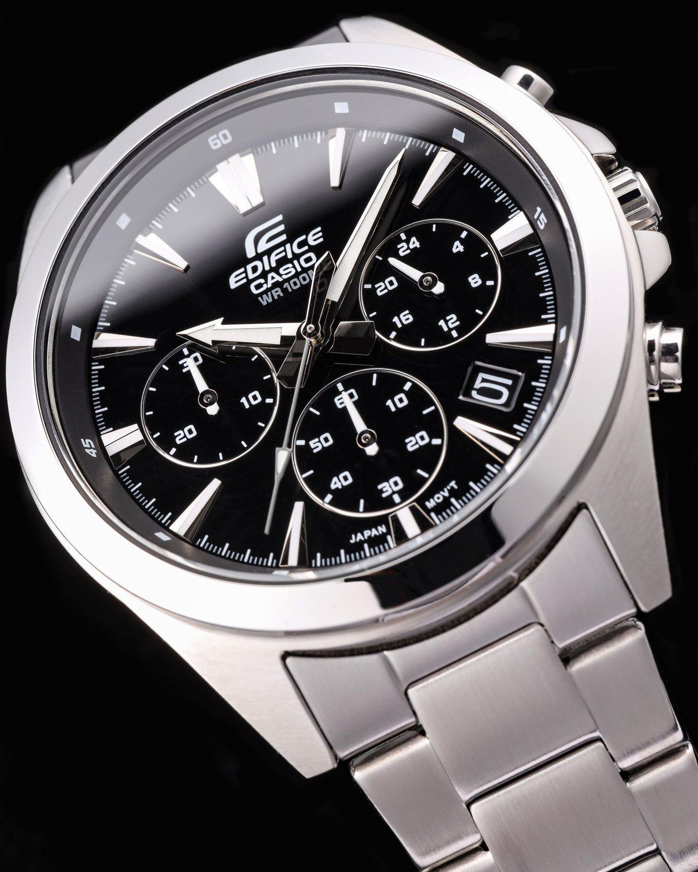630D Reloj Edifice Hombre Correa Acero Esfera Negra - Vista lateral