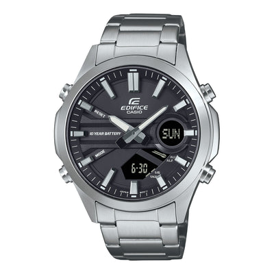 EFV-C120D-1A Edifice Reloj para caballero con doble hora - Plateado