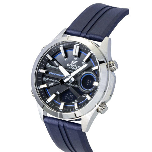 C120P Reloj Edifice Hombre Correa Caucho Azul Marino - Vista trasera