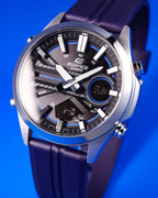 C120P Reloj Edifice Hombre Correa Caucho Azul Marino - Detalle de esfera