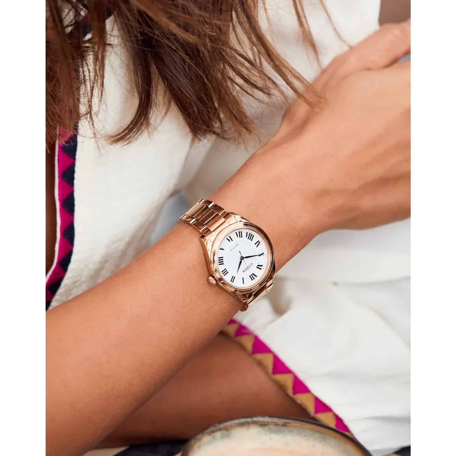 55A Citizen Arezzo Eco-drive reloj para dama pulsera de acero inoxidable - Vista lateral