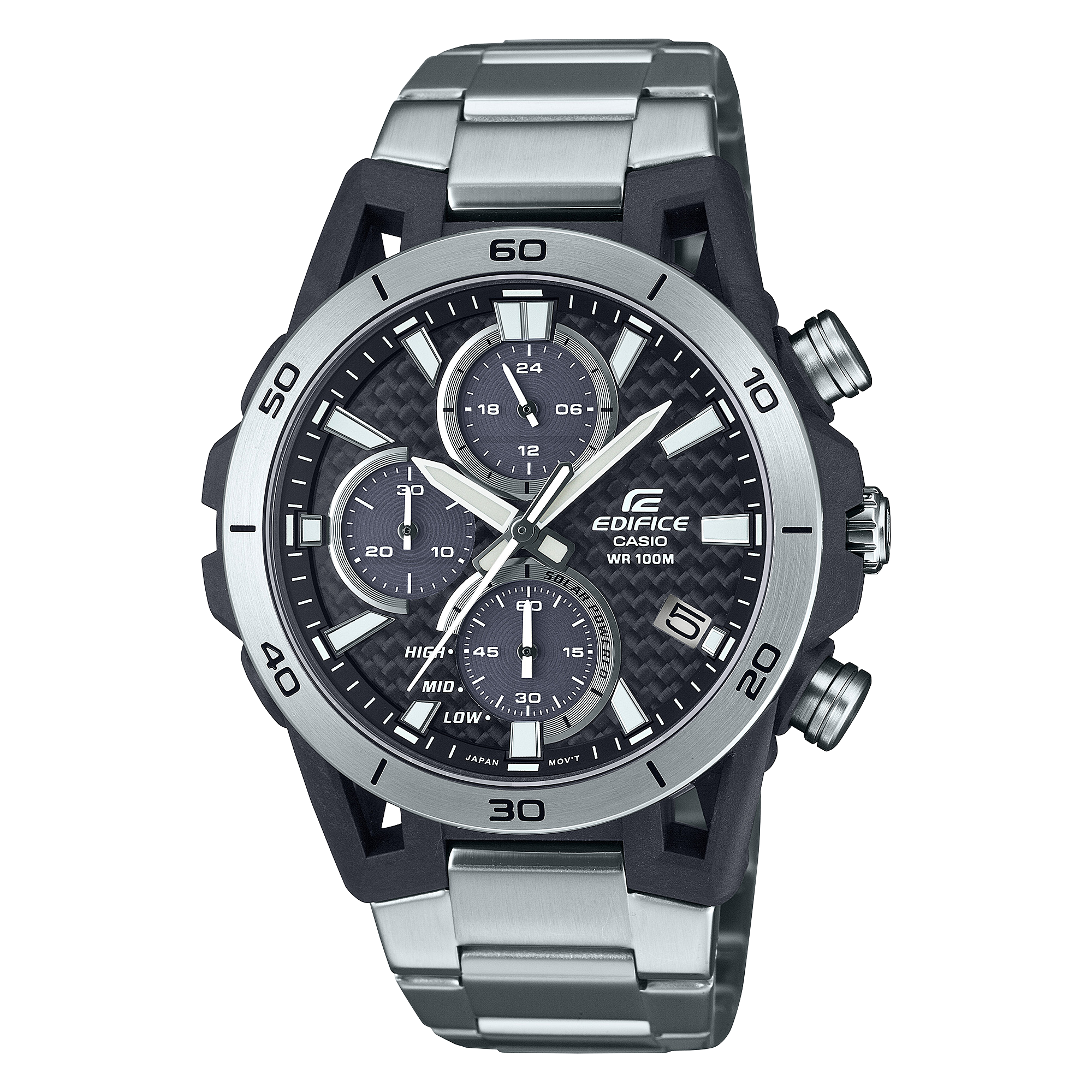 960D Reloj Edifice Hombre Correa Acero Esfera Negra - Reloj original en Guatemala