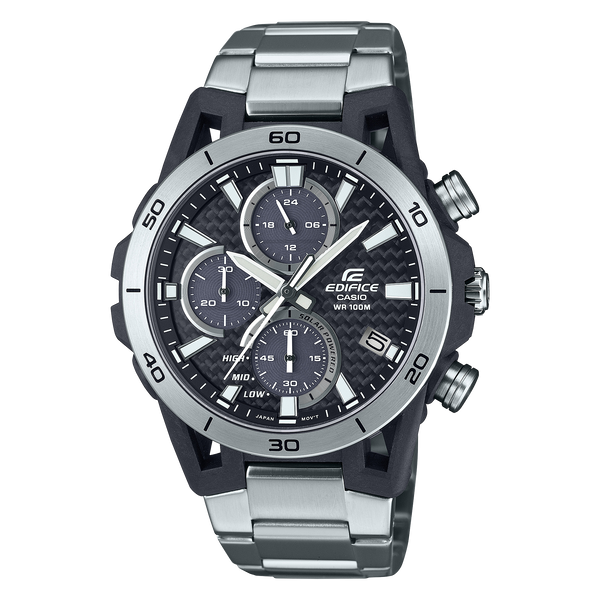 960D Reloj Edifice Hombre Correa Acero Esfera Negra - Reloj original en Guatemala