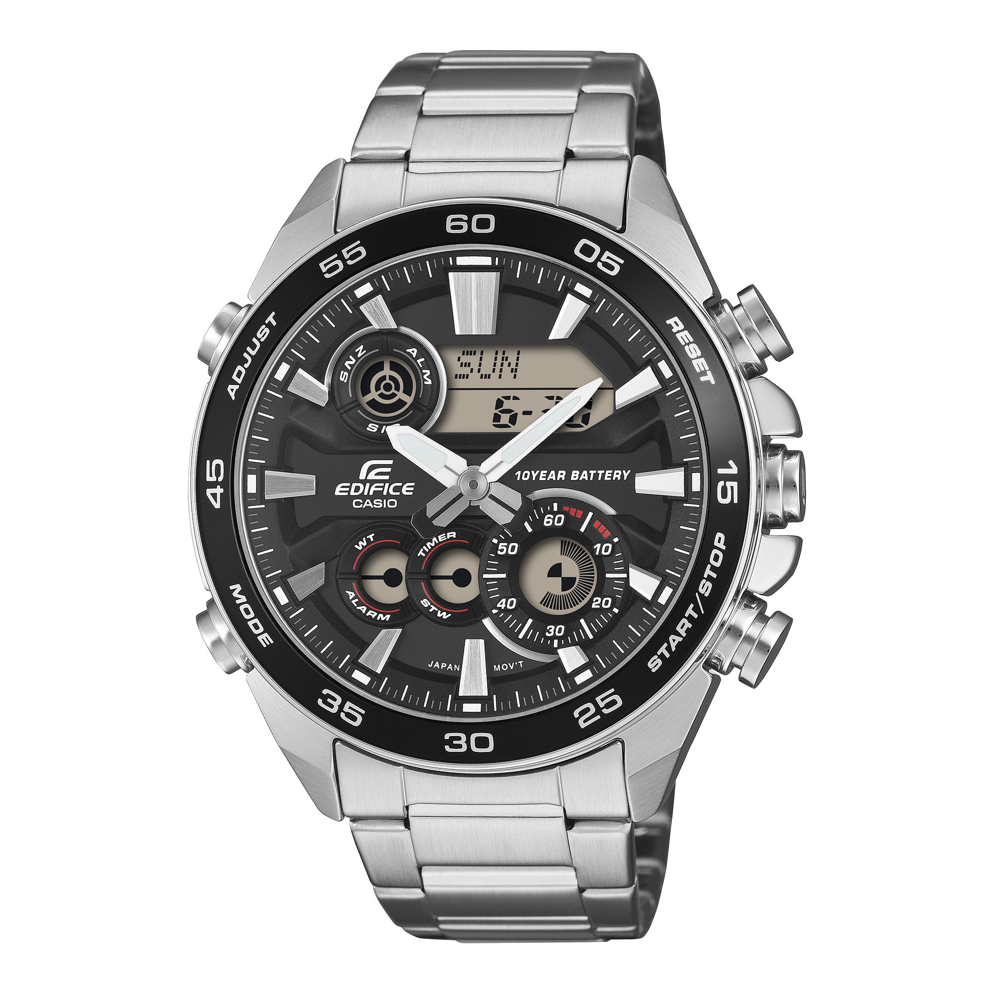 ERA-130D-1A Reloj Edifice de hombre correa de metal 10 años de batería - Acero Inoxidable Plateado
