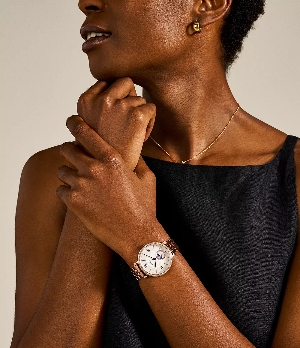 Reloj Fossil Jacqueline de dama banda de metal - Vista trasera